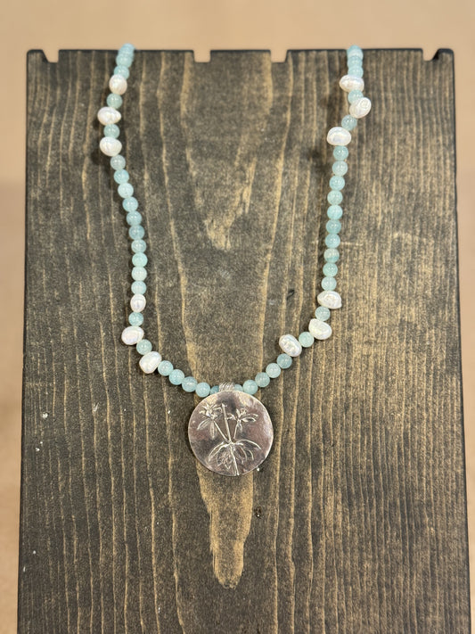 Handmade Flower Stamped Necklace