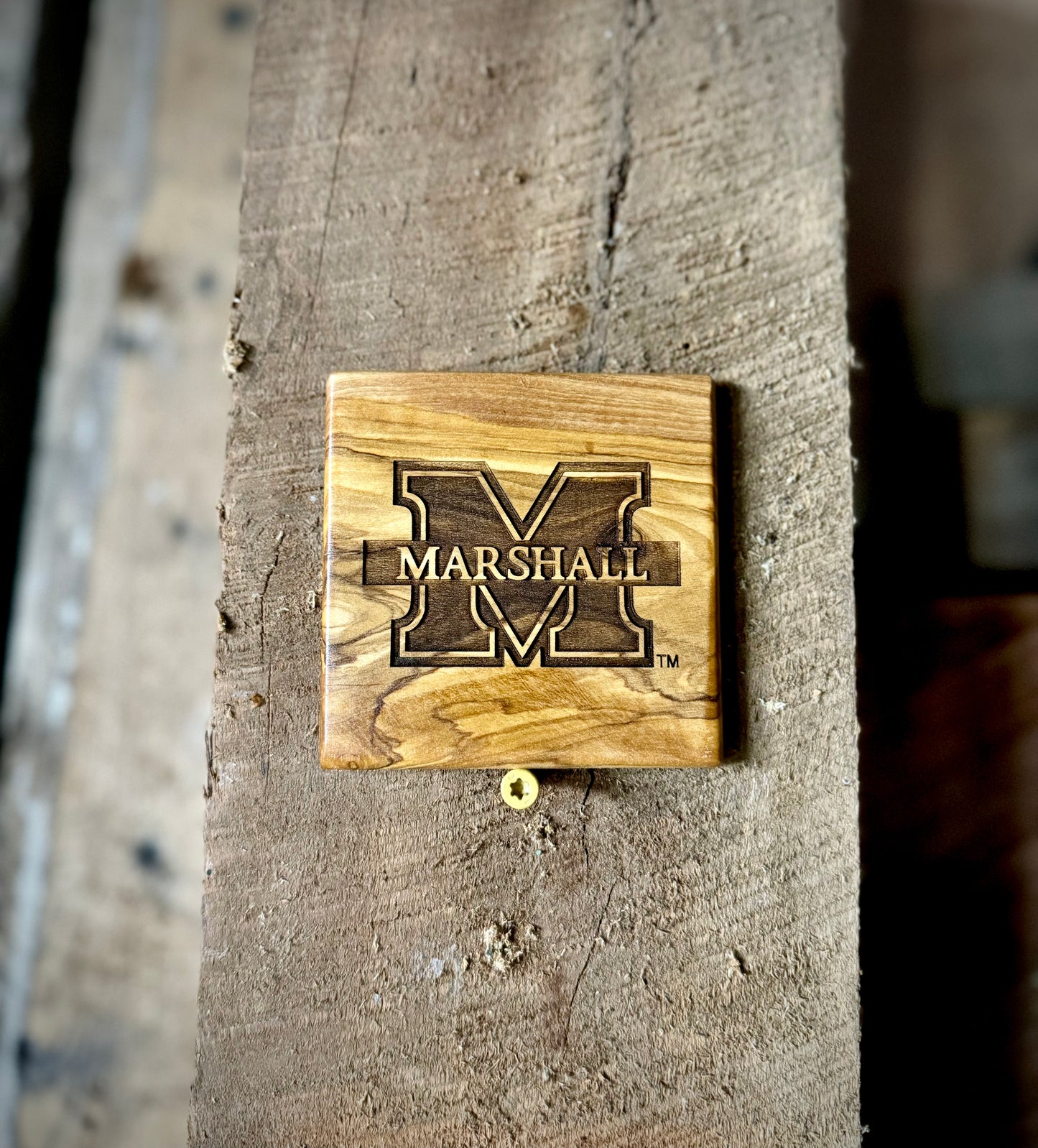 Marshall University Coasters - Olivewood (Set of 4)