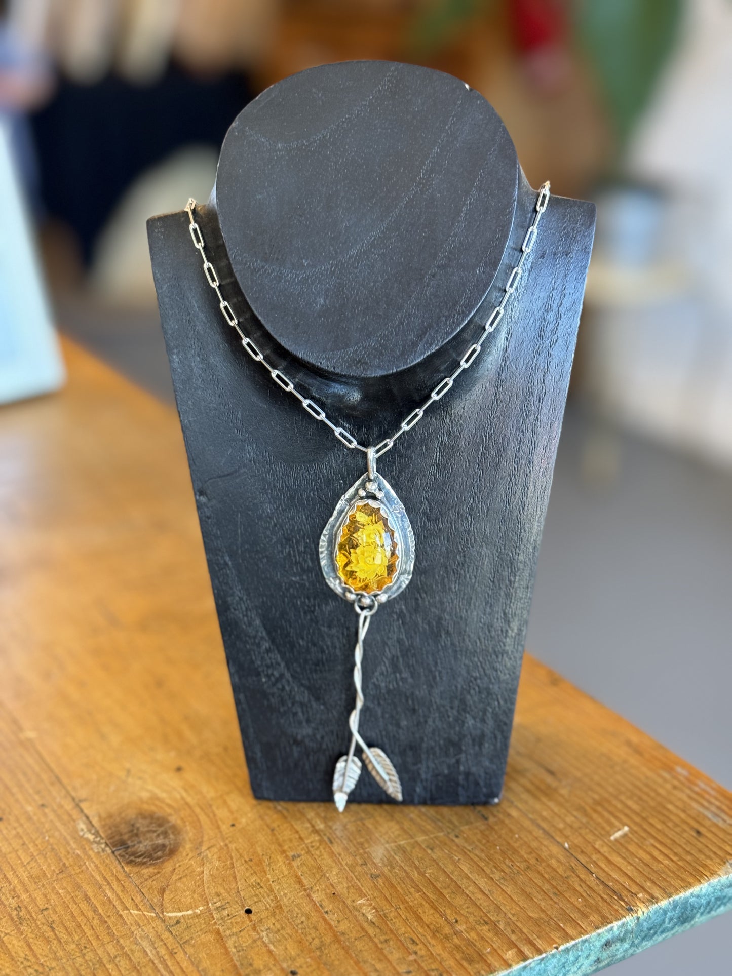 Handmade Yellow Stone Necklace
