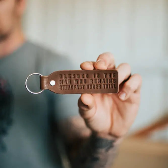 Leather Keychain - Blessed is the Man