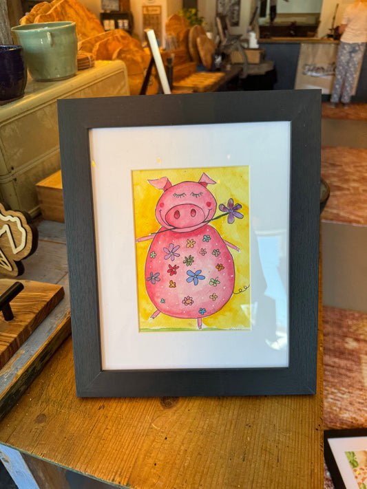 Hand painted water color Pig