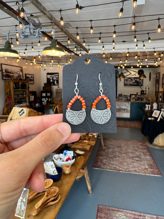 Sterling Silver Orange Bead Earrings